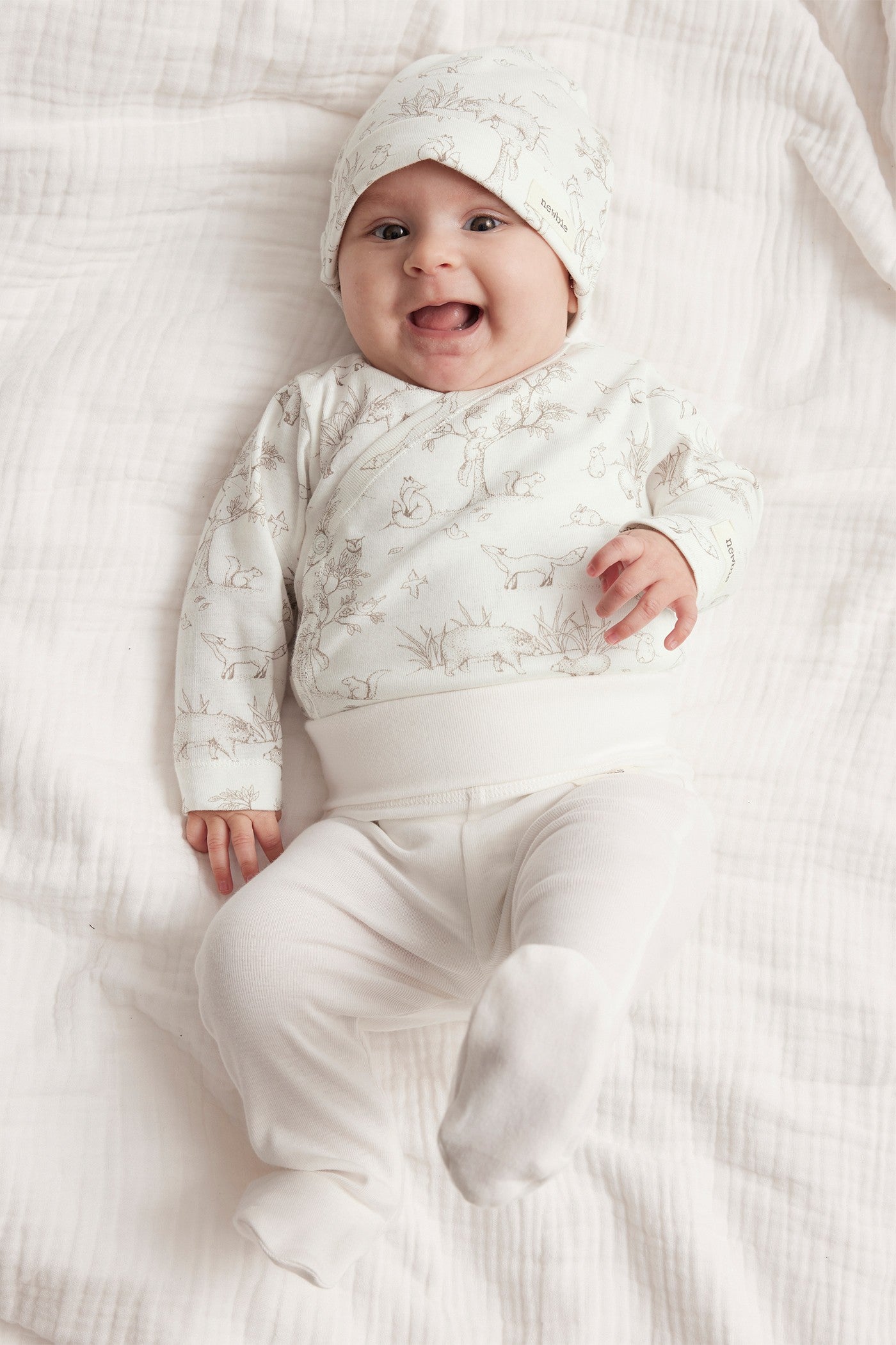 Newbie White Leggings Newborn Baby 5-piece Animal Print Gift Set