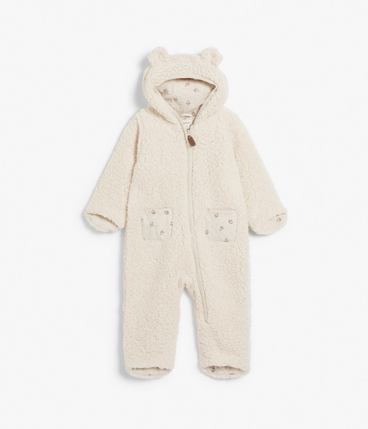 Baby white pile teddy overall – Newbie