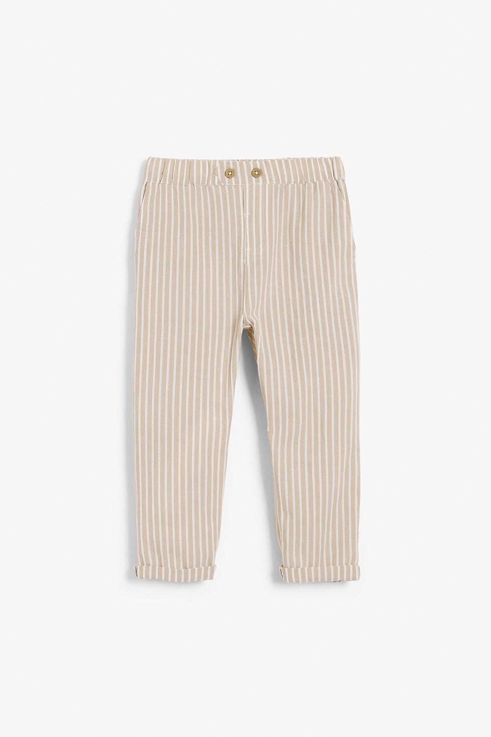 Beige striped fashion trousers