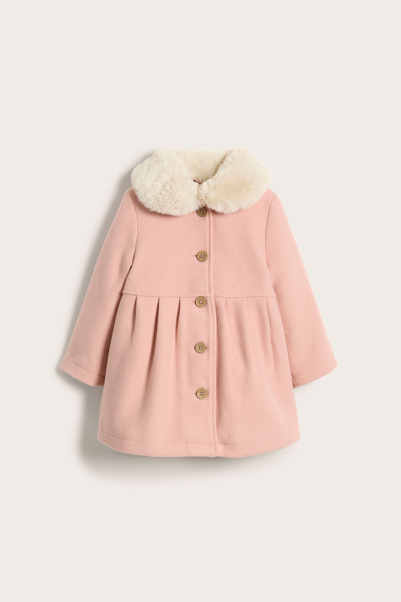 Baby kids pink faux fur collar coat