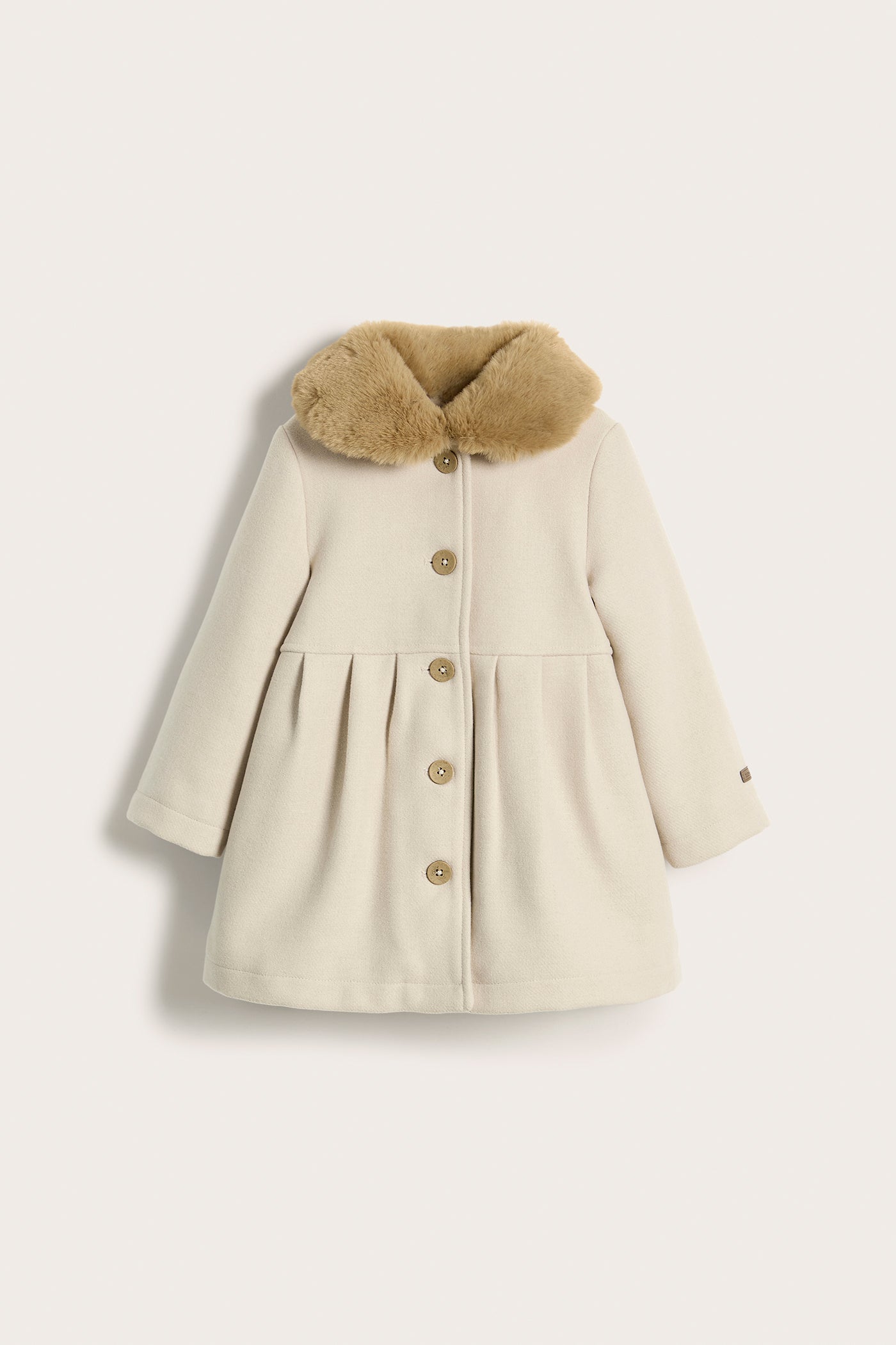 Baby kids' beige faux fur collar coat