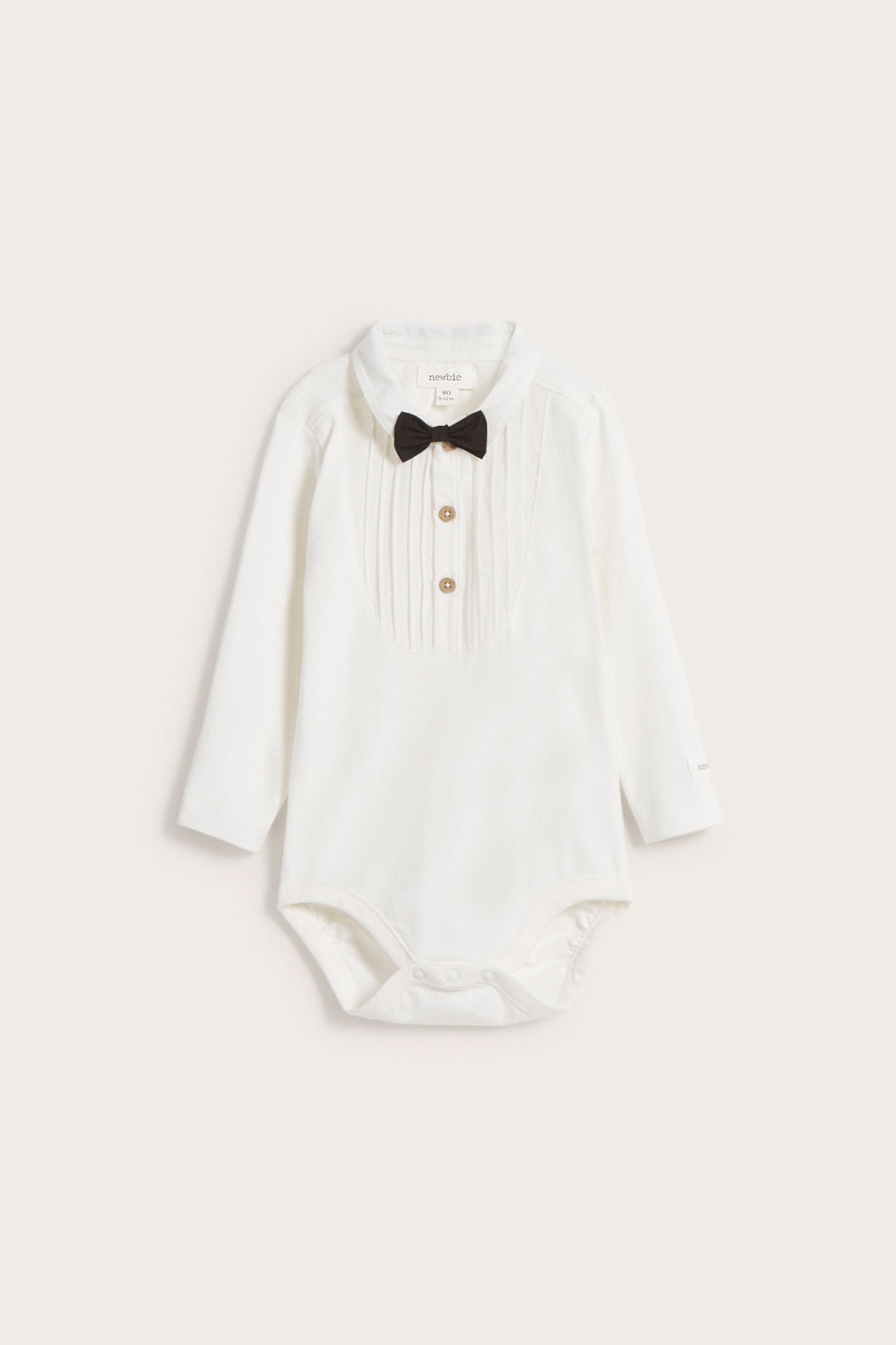 Baby Boy Gentleman Onesie - White Tuxedo Romper With Bowtie For 0-18 Months