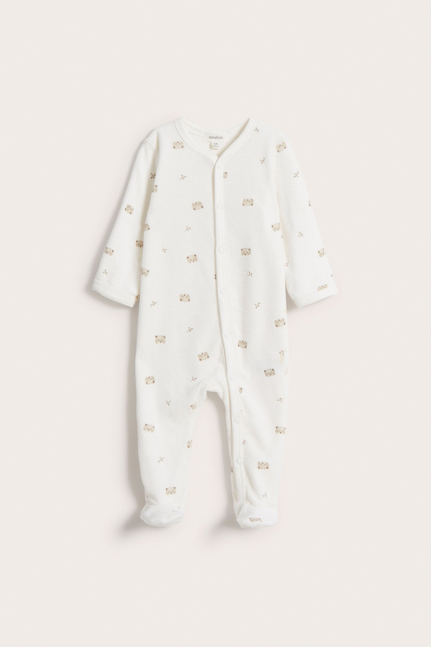 Baby white teddy bear sleepsuit – Newbie