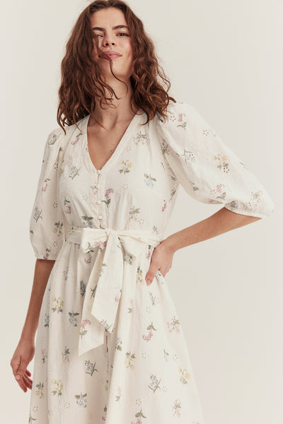 Women's white floral broderie anglaise dress