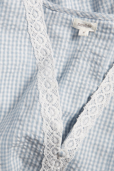 Women's blue checked blouse