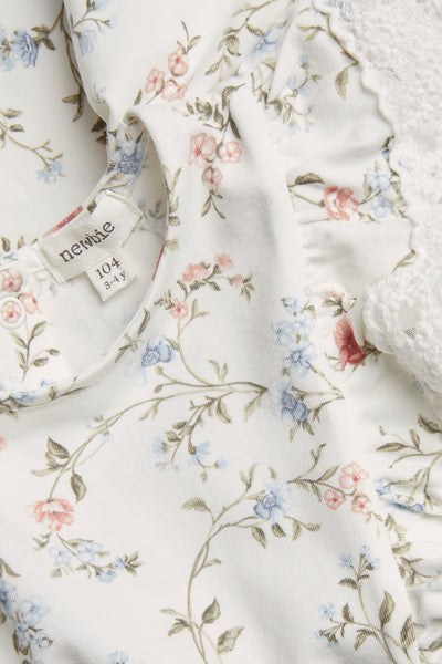 Kids´ white floral short-sleeved dress
