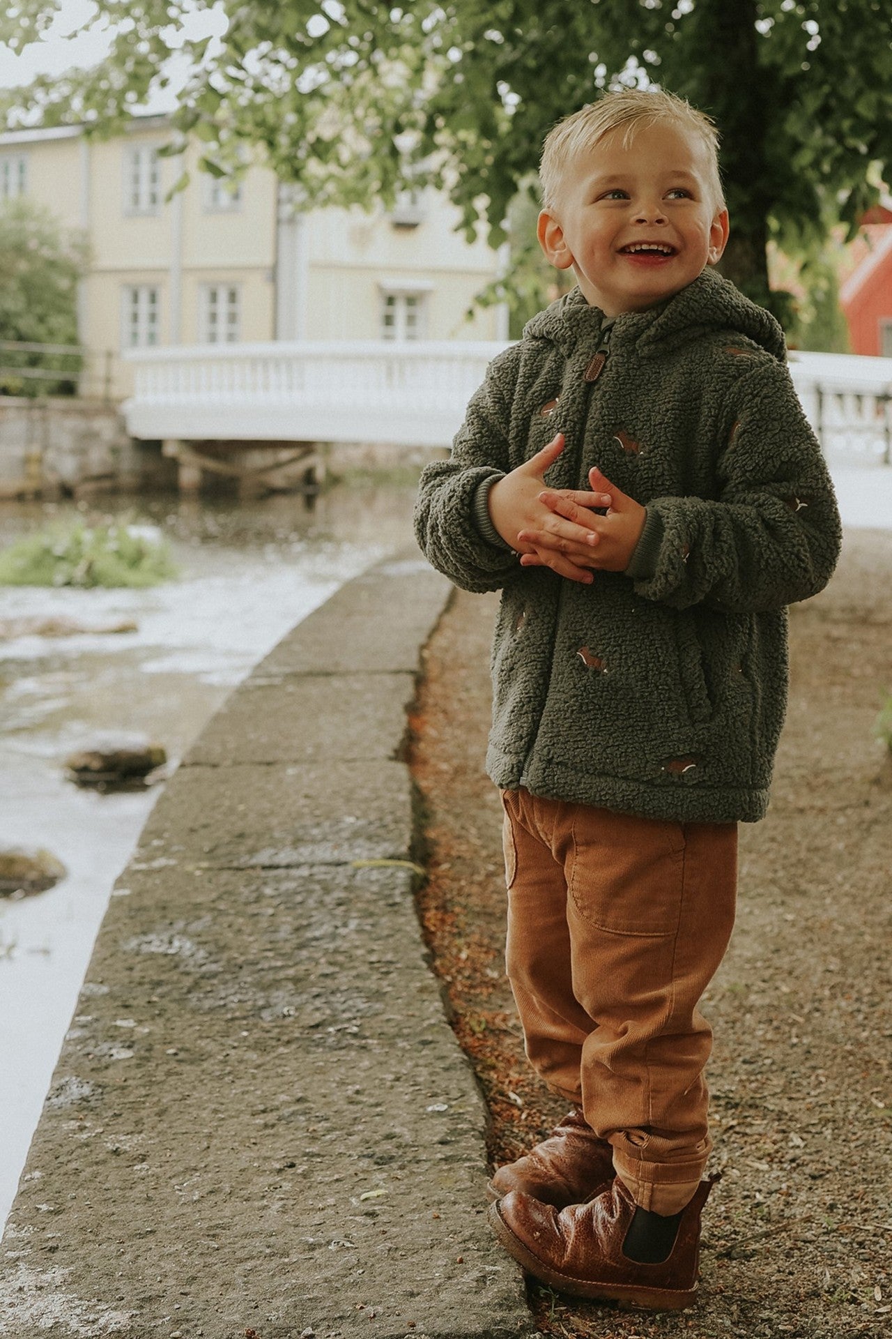 Kids green fox pile jacket – Newbie