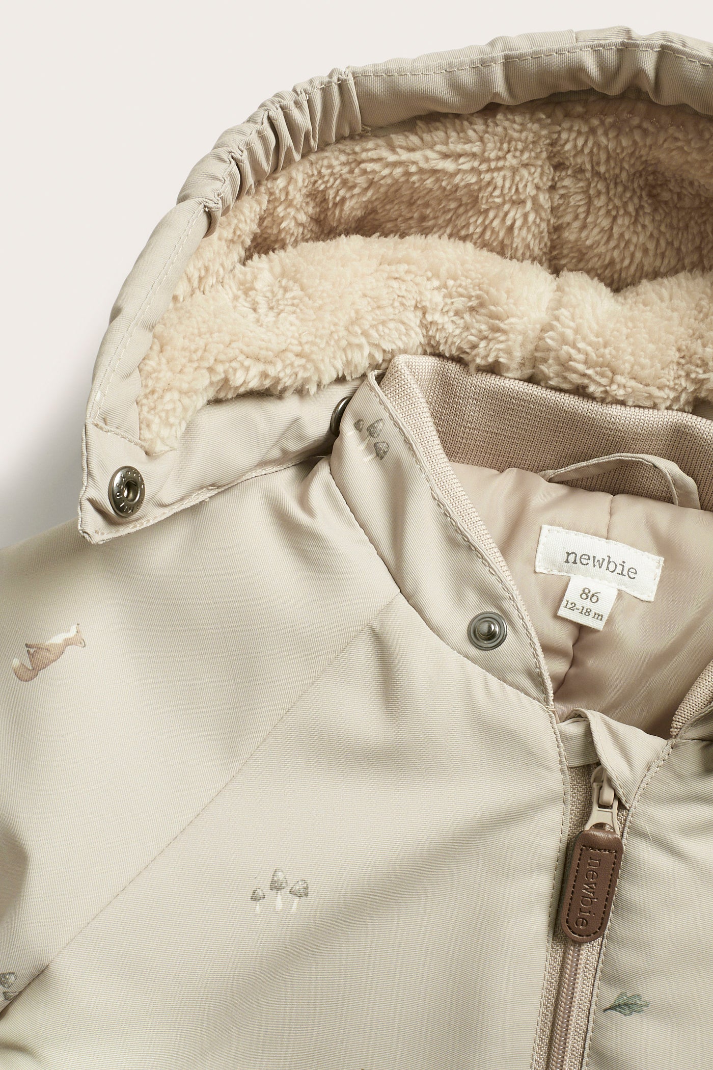 Baby beige fox print coverall – Newbie