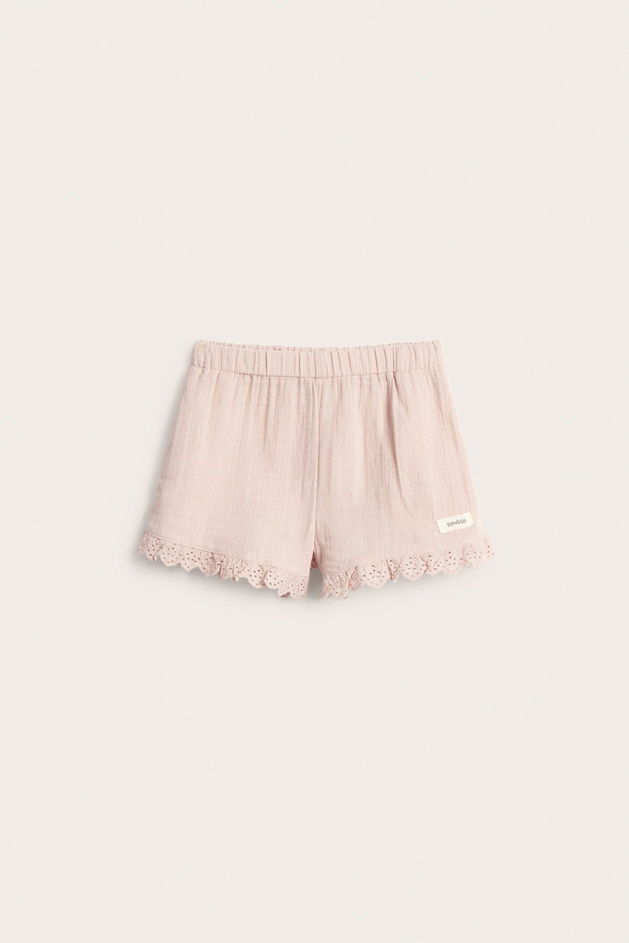 Kids pink woven shorts with frill – Newbie