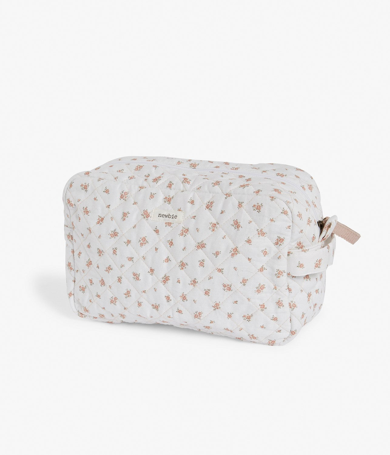 White floral print quilted toiletry bag – Newbie