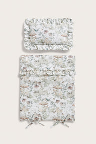 Beige forest print doll bedding