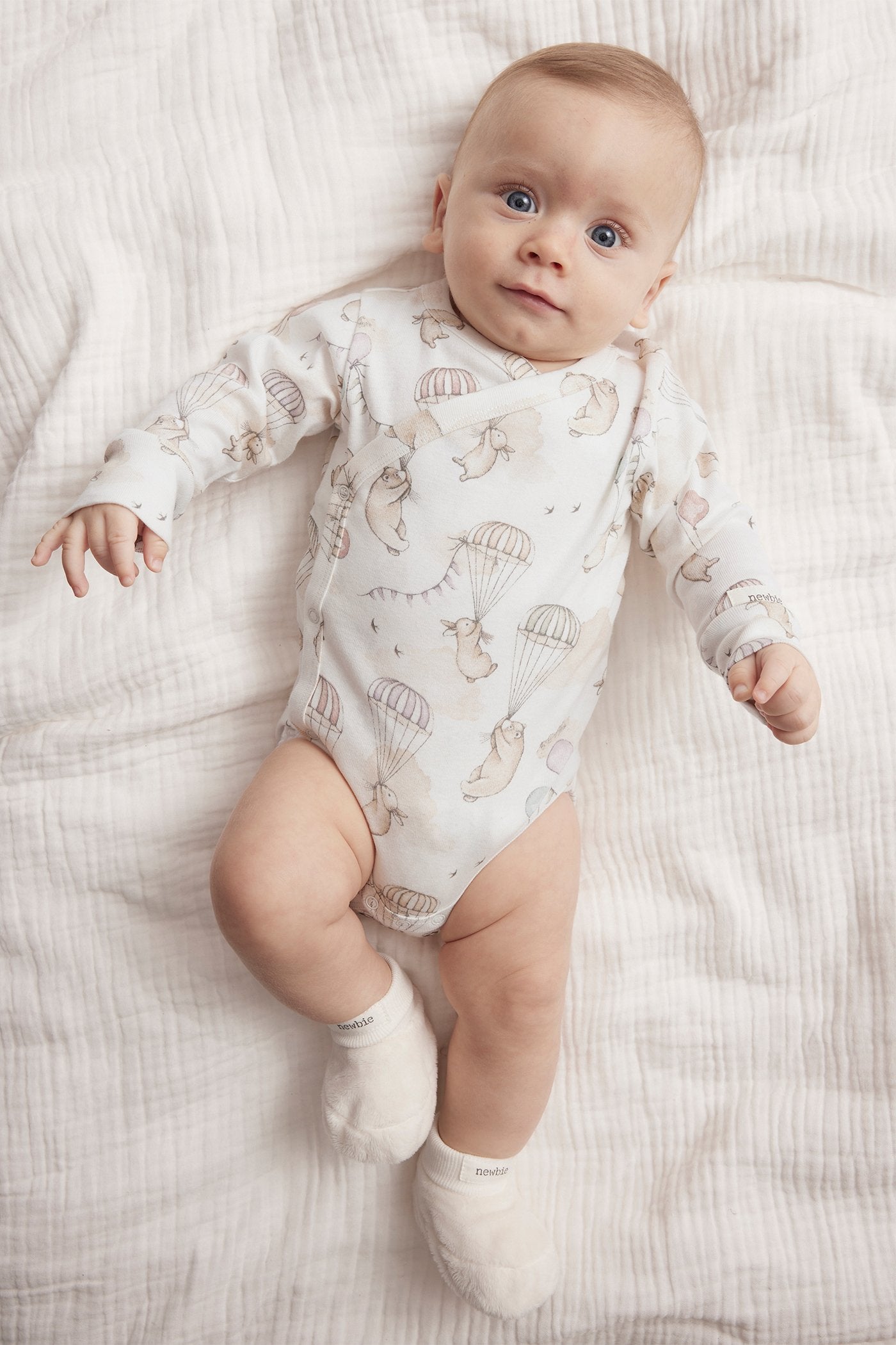 Baby white bunny balloon bodysuit