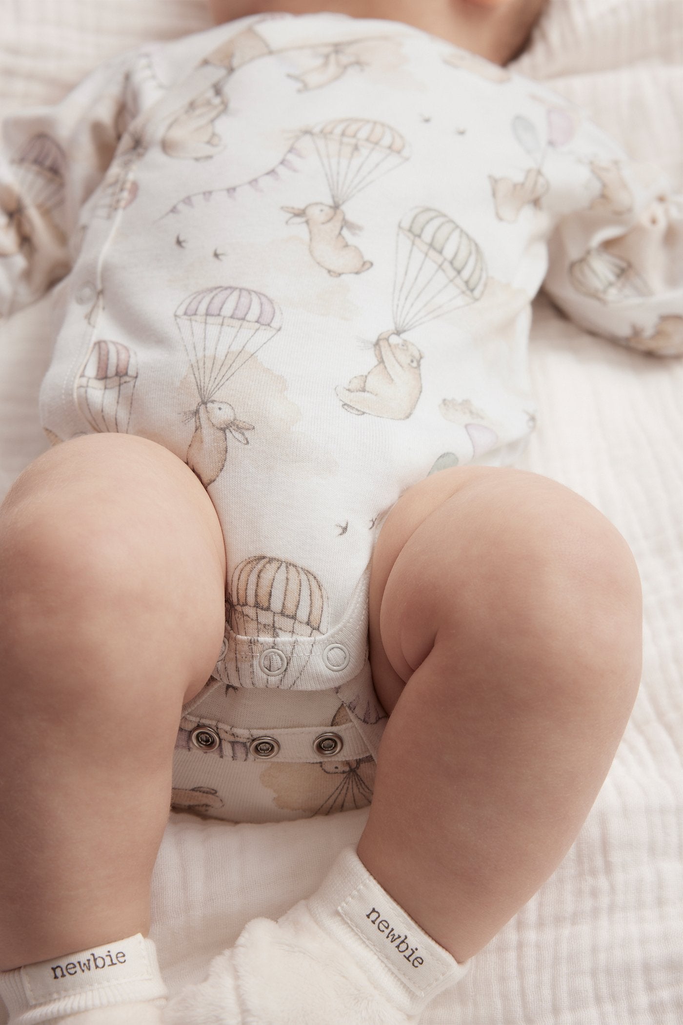 Baby white bunny balloon bodysuit