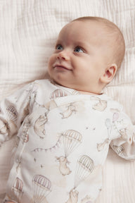 Baby white bunny balloon bodysuit