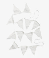 Intricate white lace flag pennant garland