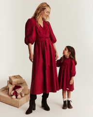 Women's red embroidered dress