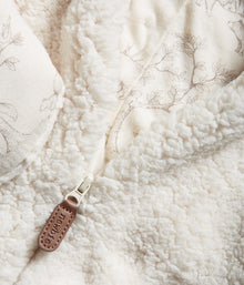 Baby white teddy coverall with hood