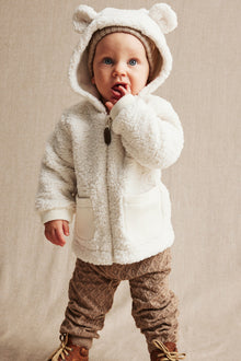 Baby white teddy jacket with hood