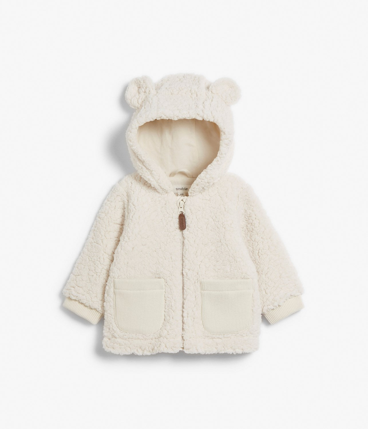 Baby white teddy jacket with hood