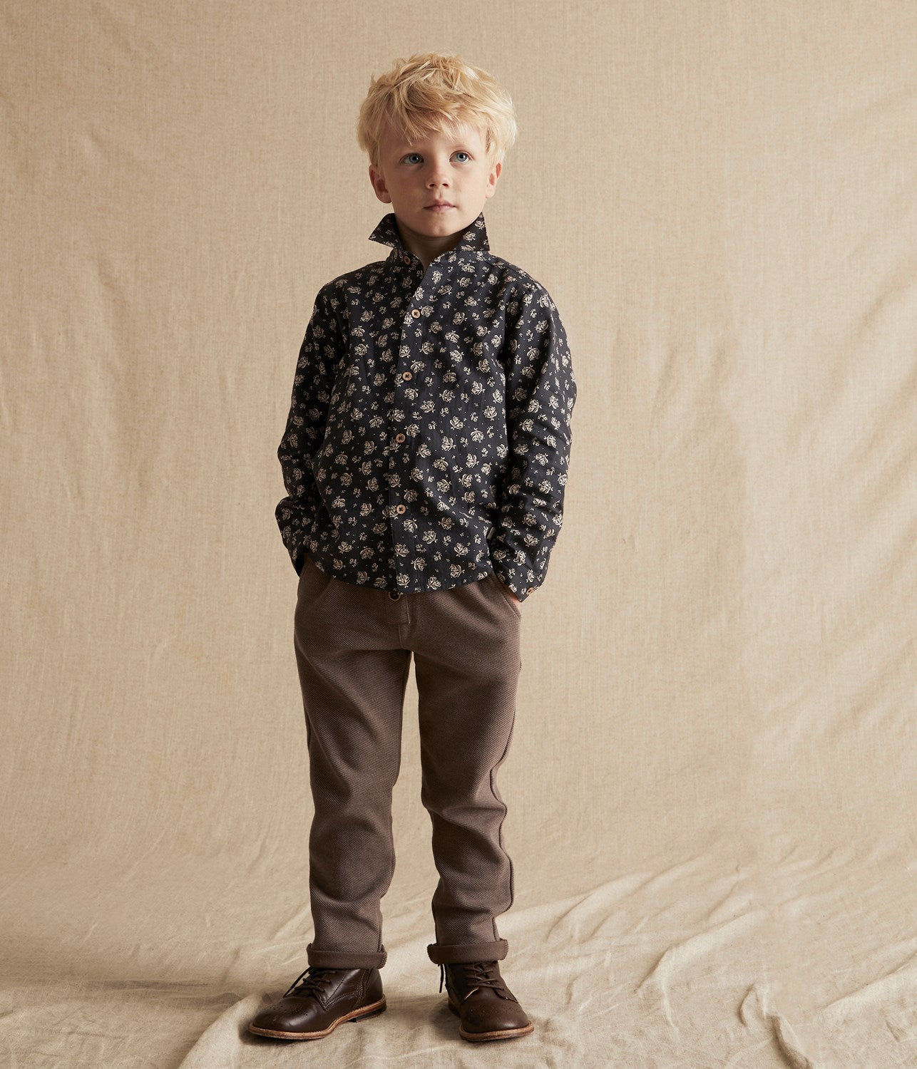 Kids black floral shirt