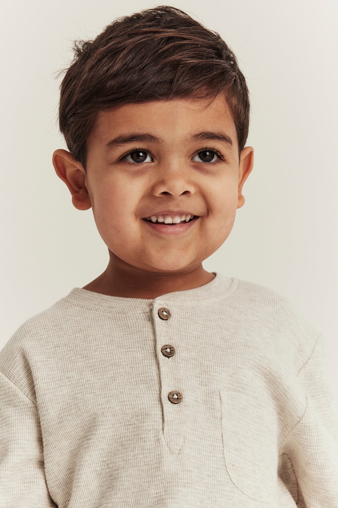 Kids beige waffle knit top