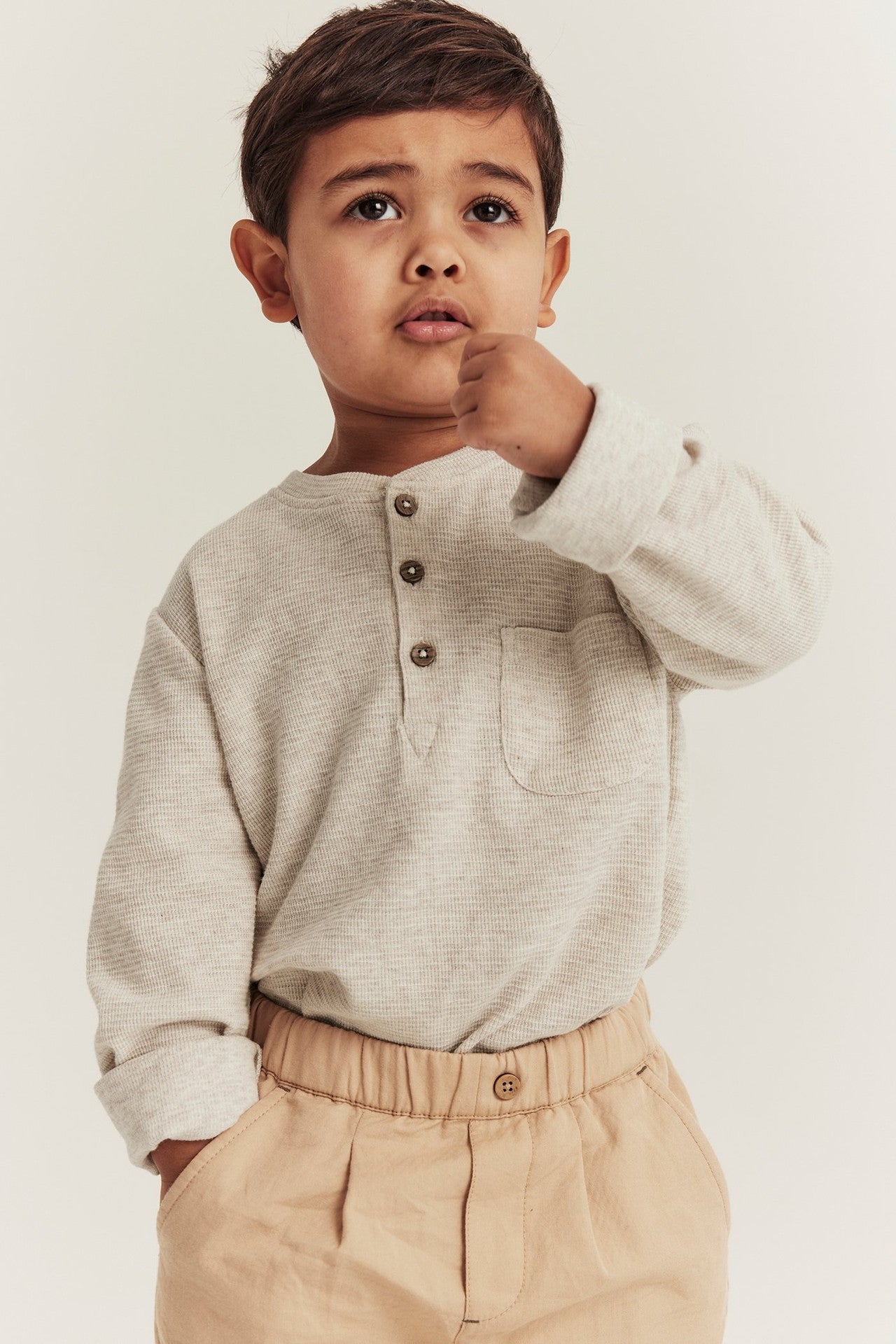 Kids beige waffle knit top