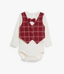 Baby red waistcoat & bow tie body