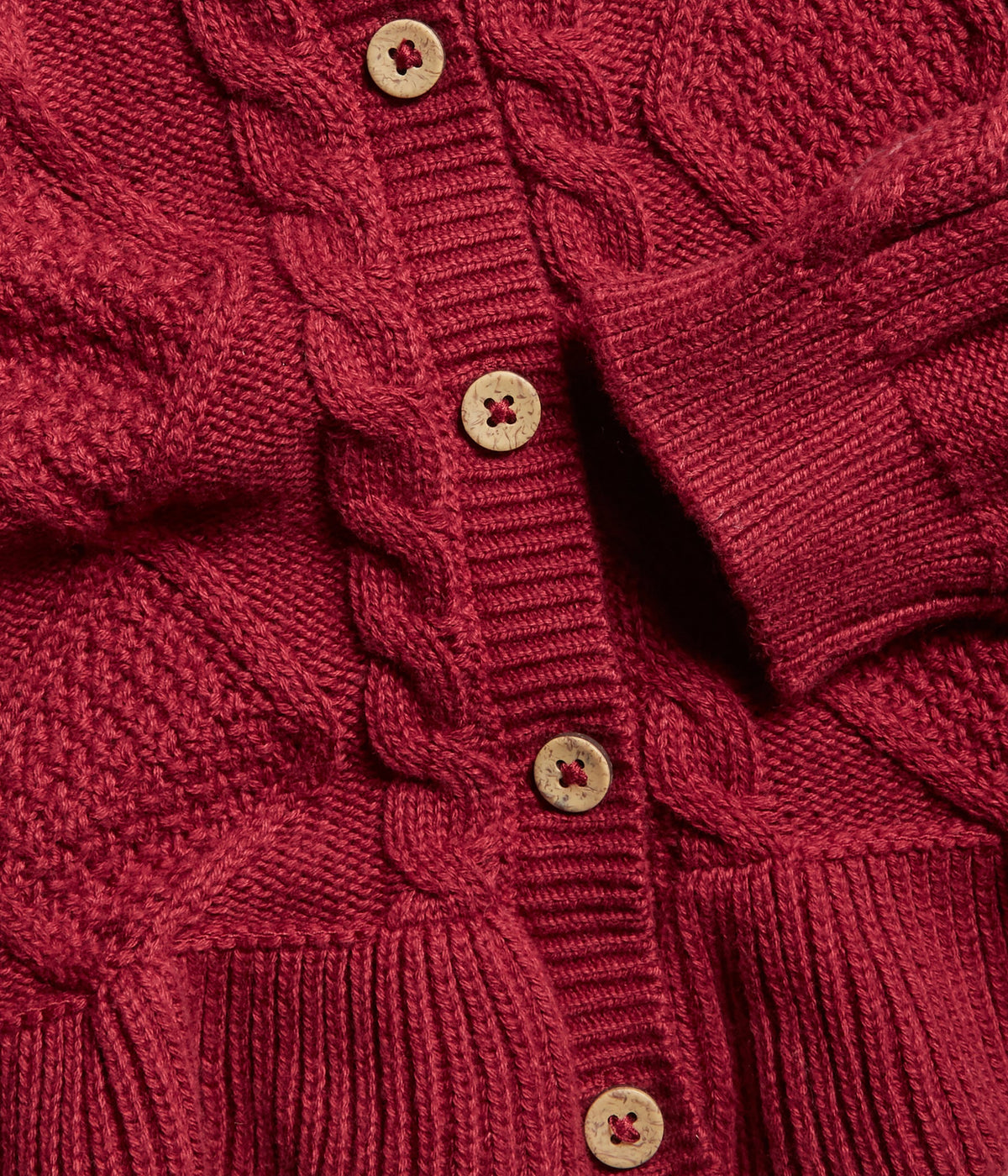 Baby red cable knit cardigan