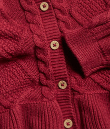 Baby red cable knit cardigan