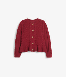 Baby red cable knit cardigan