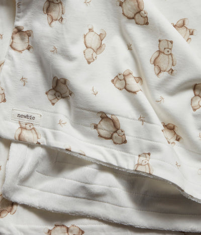 White teddy bear cot blanket