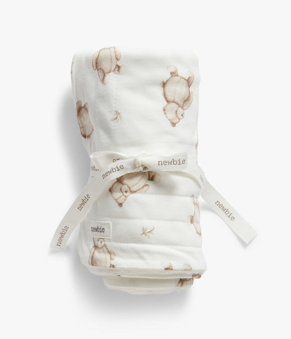 White teddy bear cot blanket Newbie