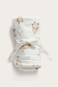 White teddy bear cot blanket
