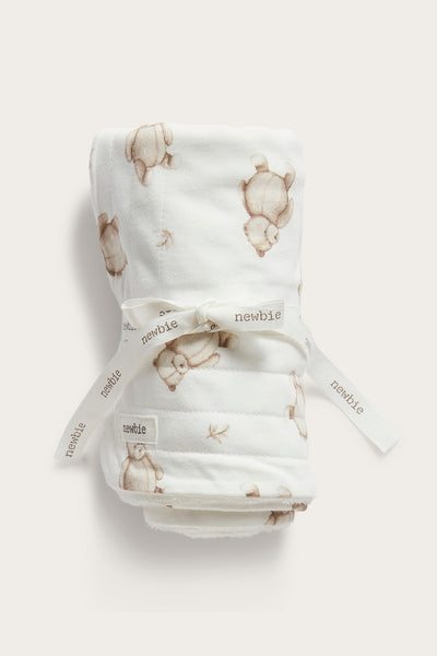 White teddy bear cot blanket