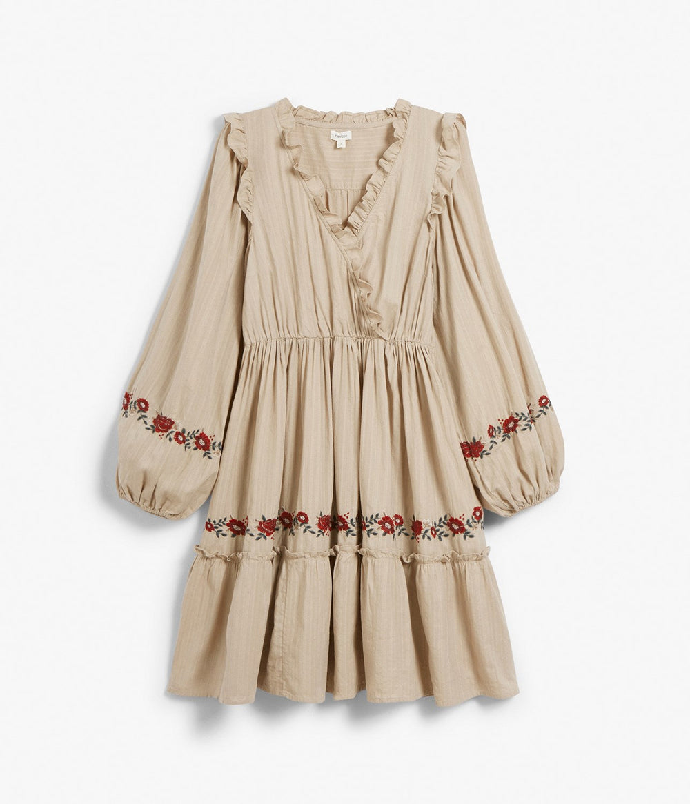 Beige embroidered outlet dress