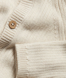 Baby beige rib-knitted romper