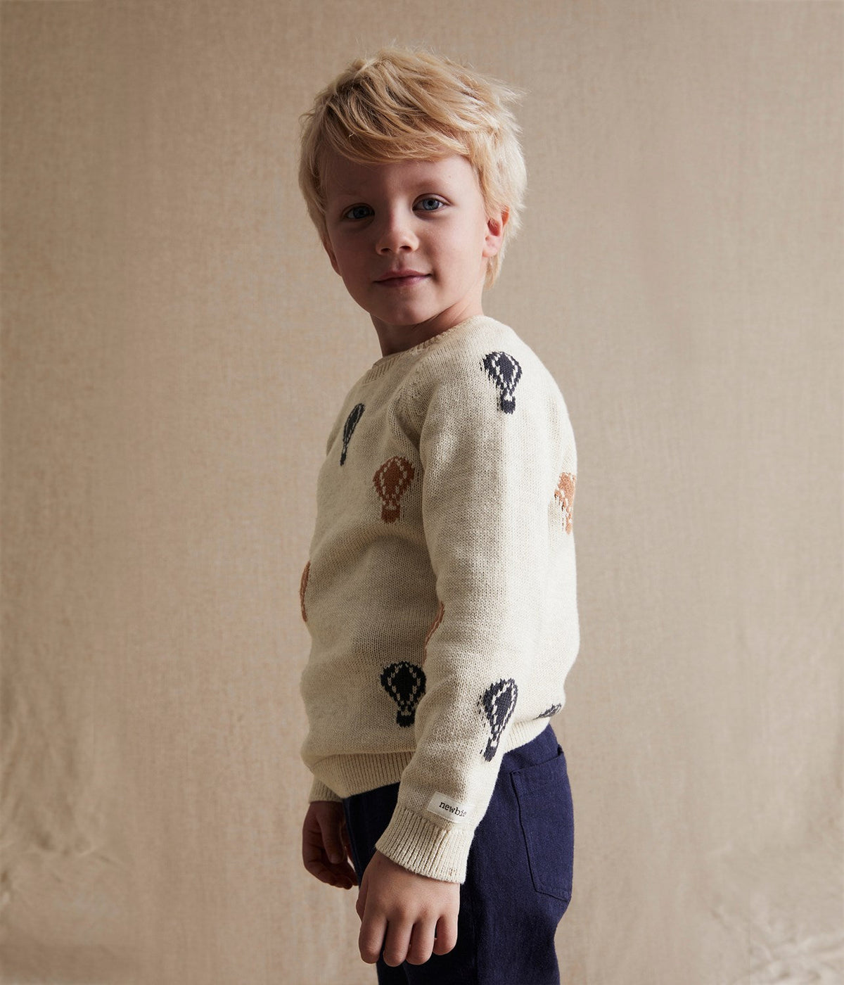 Kids beige knitted air-balloon sweater