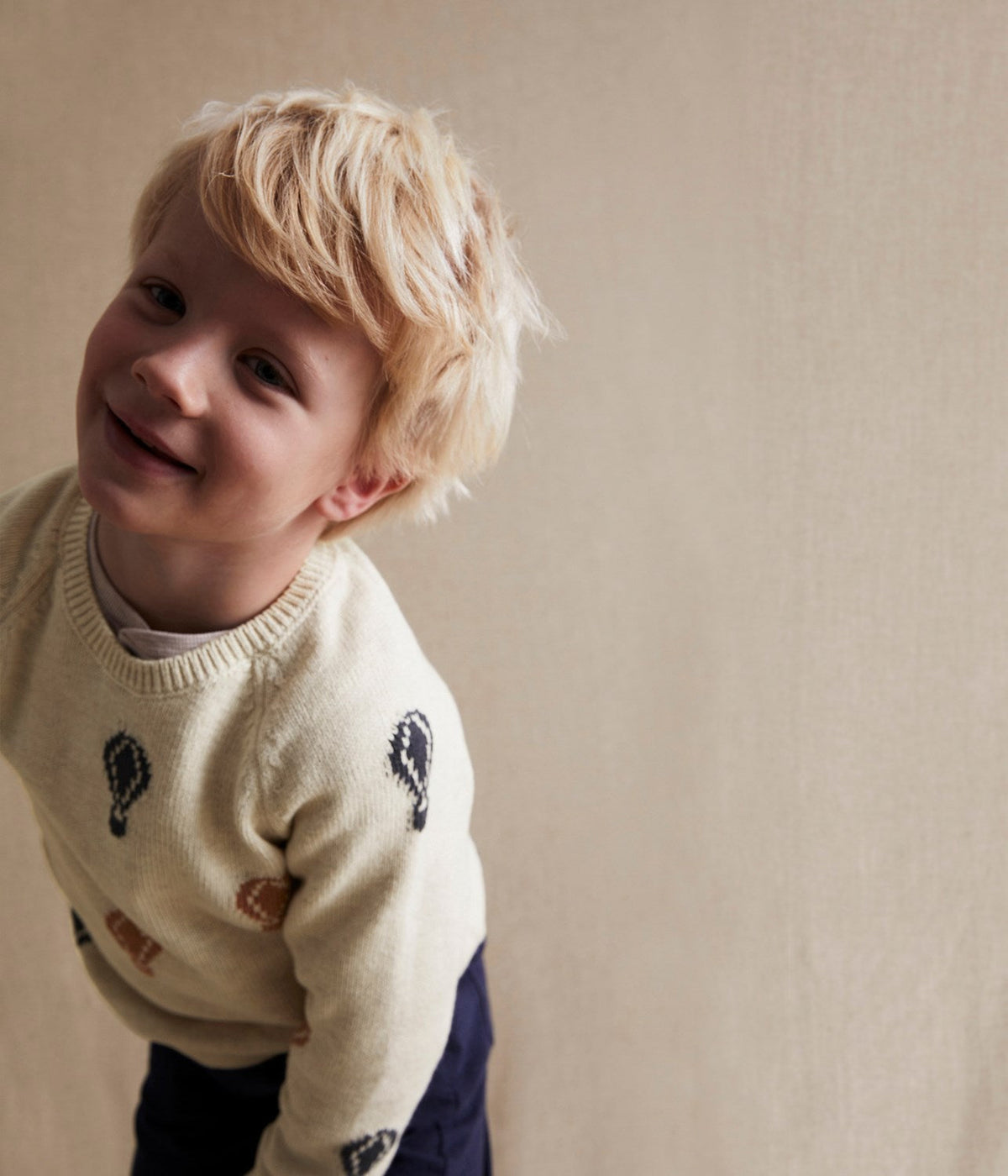 Kids beige knitted air-balloon sweater
