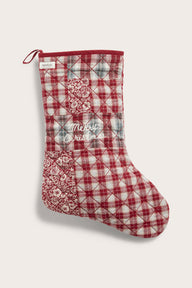 Quilted red patchwork Christmas stocking