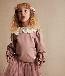 Kids pink collar sweatshirt