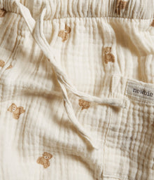 Baby beige muslin teddy bear pants