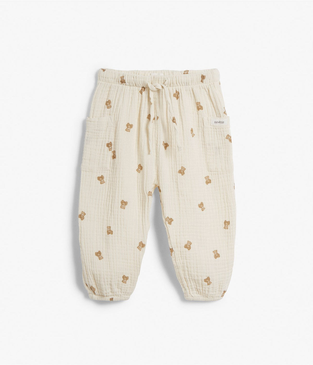 Baby beige muslin teddy bear pants
