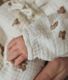 Baby beige muslin teddy bear pants