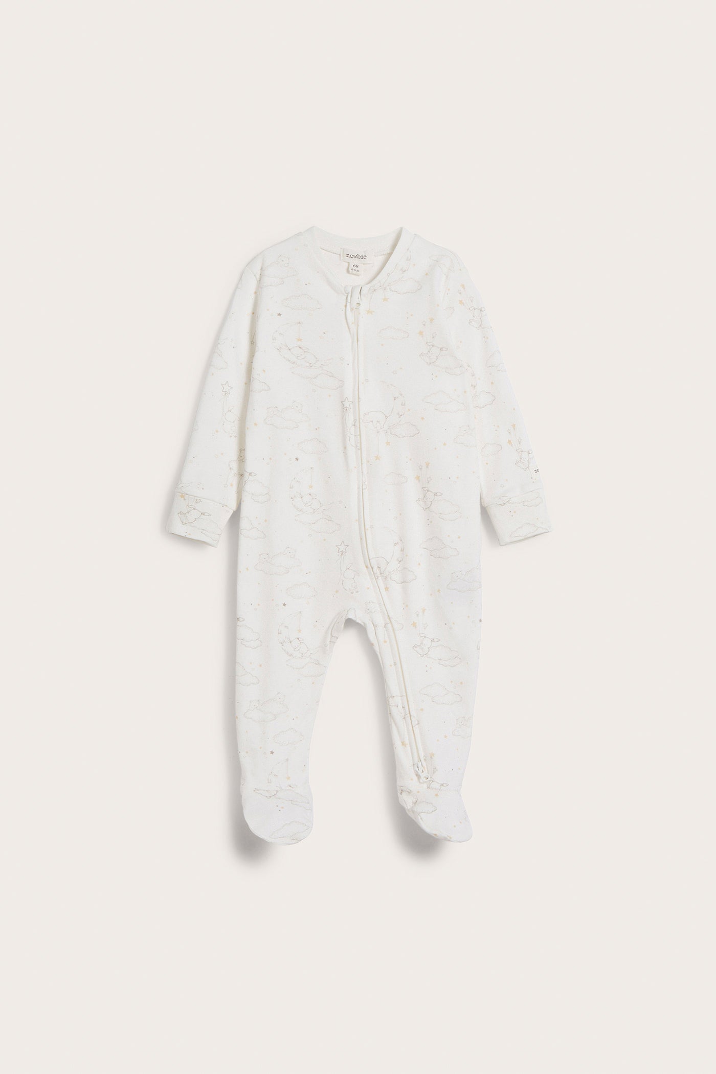 Baby white animal 2-way zip sleepsuit