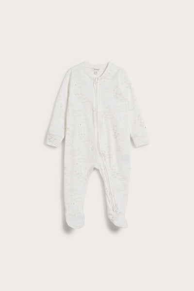 Baby white animal 2-way zip sleepsuit
