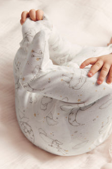 Baby white animal 2-way zip sleepsuit