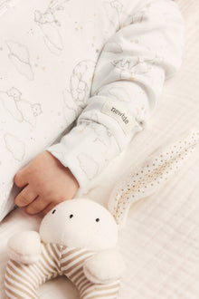 Baby white animal 2-way zip sleepsuit