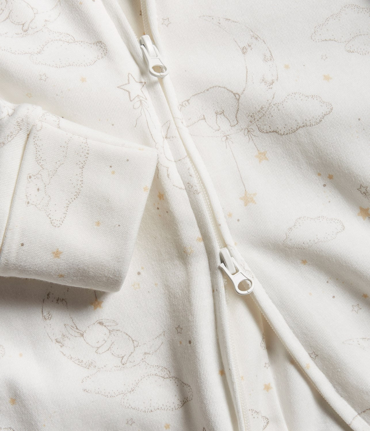 Baby white animal 2-way zip sleepsuit