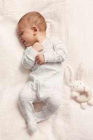 Baby white animal 2-way zip sleepsuit
