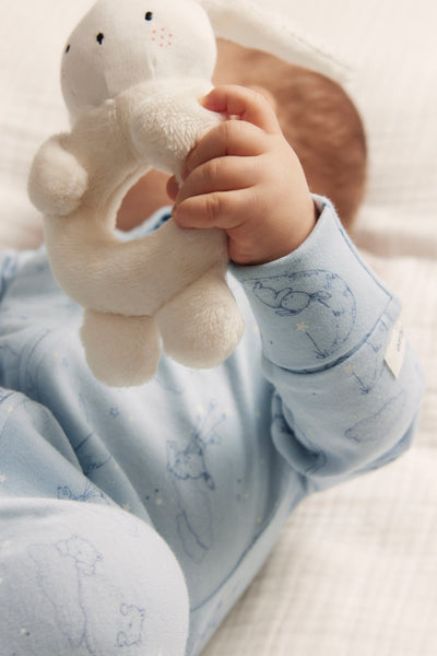 Baby blue animal 2-way zip sleepsuit